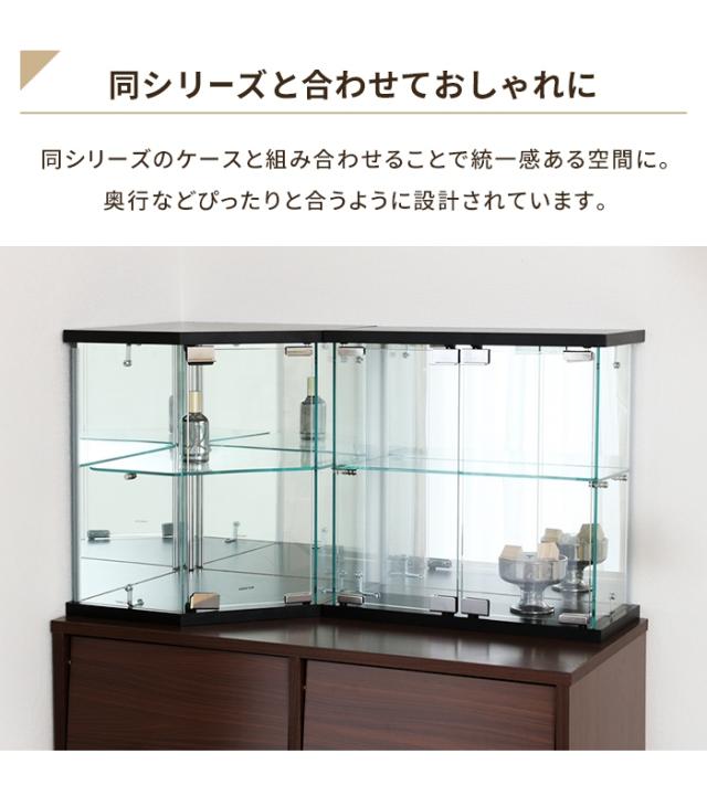 【値下げ】コレクションケース 卓上 コーナータイプ ガラス 背面ミラー 扉付き 幅35 奥行35 高さ43 ディスプレイ 推し活棚 収納棚_4
