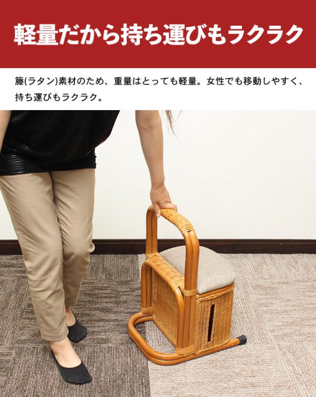 【値下げ】立ち上がり補助器具 つかまり立ちステッキ 収納付き 籐 ラタン 肘置き 立ち上がり 補助 スタンド 軽量 室内 杖_4