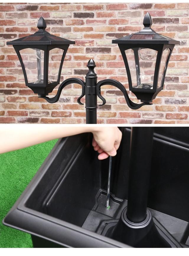 【値下げ】ガーデンライト ソーラーライト 2灯 プランター付き 太陽光発電 防水 防塵 屋外照明 エントランス 庭 ガーデン 照明 ライト 照明器具 LEDライト 配線不要 ガーデン用品 街路灯 コードレス_3
