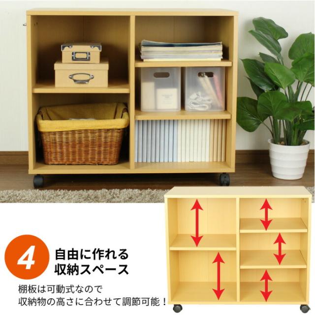 【値下げ】キャスター付き 収納ラック 奥行38cm マルチラック 幅78×奥行38×高さ64cm オープンラック ワゴン 収納 本棚 収納ワゴン ラック 棚 リビング収納 ワゴン キャスター キャスター付きワゴン サイドワゴン_6