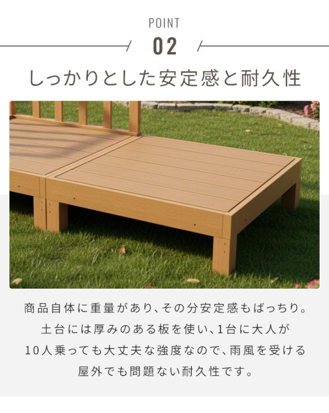 ウッドデッキ 90×90cm 本体 樹脂製 人工 木縁台 腐らない 錆びない 樹脂デッキ 連結式 高耐久 水洗いOK メンテナンス不要 色褪せにくい ベランダ テラス 庭 ガーデニング チーク/ブラック 自由レイアウト おしゃれ 新居_5