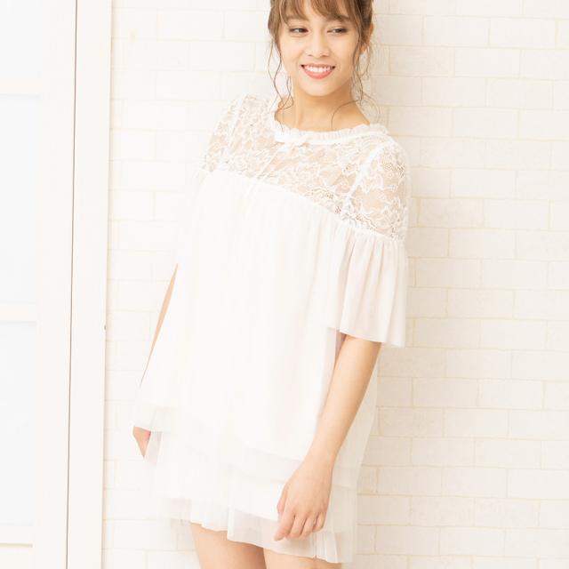 レースフリル ルームウェア ネグリジェ 半袖 上下セット リボン レース 透け感 可愛い 涼しい ふんわり レディース 部屋着 パジャマ おしの通販はau Pay マーケット Mude