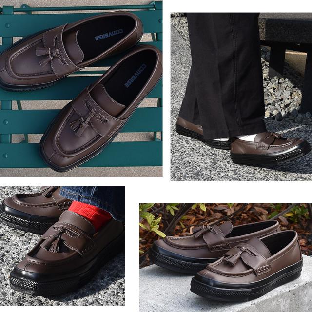 コンバース converse メンズ ローファー レザー スニーカー カジュアル シューズ 靴 ローカット ファッション オールスター スクエアトウ ローファー 31316980 茶_6