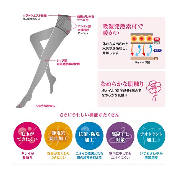 タイツ サブリナ グンゼ つつみ込む暖かさ 80デニール タイツ 2足組