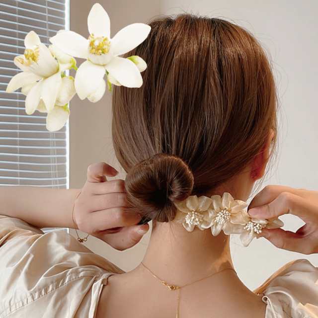 お手頃価格 3連ヘアクリップ 花 フラワー ブラック