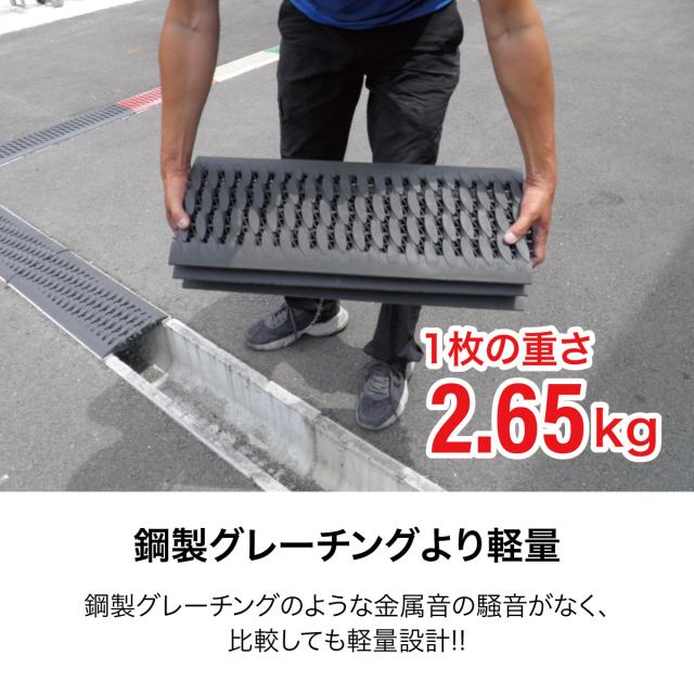 U字溝 グレーチング 溝蓋 5枚入り 180mm 樹脂製 耐荷重6t 業界初 日本製 grating 【代引不可】_6