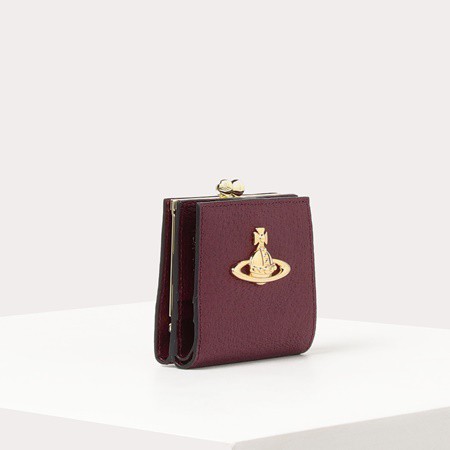 Vivienne Westwoodヴィヴィアン高級感二つ折りミニ財布ワインレッド-
