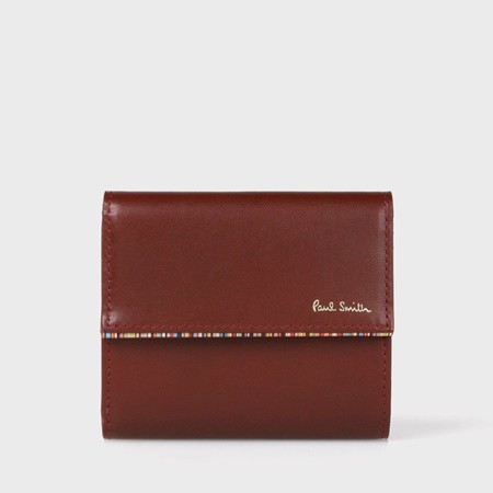 ポールスミス Paul Smith クロスオーバーストライプトリム がま口 三つ折り財布 レディース ウォレット 純正化粧箱 ショップバッグ付き  PWD544
