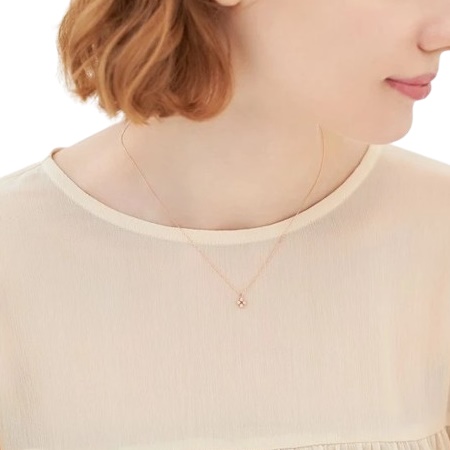 4℃ K10ピンクゴールド ジルコニア ネックレス 1.0g （質屋 藤千商店