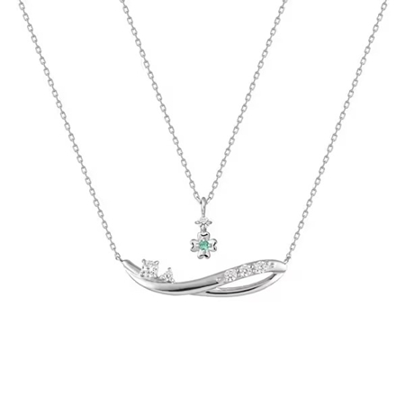 カナルヨンドシー Canal 4℃ カナル4℃ BIRTHSTONE 限定 5月誕生石 シルバー ネックレス 2本セット キュービックジルコニア エメラルド ブランド 正規品 新品 ギフト プレゼント 人気 おすすめ 誕生日 記念日 クリスマス 送料無料 ラッピング無料_1