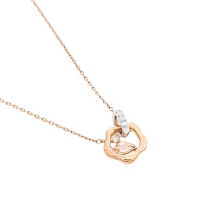 【送料無料】【ラッピング無料】ヨンドシー 4℃ SAKURA Collection シルバー ネックレス 桜 ローズクォーツ/ホワイトトパーズ_1