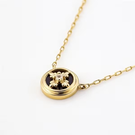 【送料無料】【ラッピング無料】ヨンドシー 4℃ EAU DOUCE４℃ K10イエローゴールド ネックレス ブラック カルセドニー ホワイト トパーズ