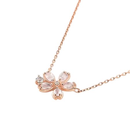 ヨンドシー 4℃ ネックレス シルバー SAKURA Collection 桜 ローズクォーツ/ホワイトトパーズ レディース ブランド 正規品 新品 ギフト プレゼント 人気 おすすめ 誕生日 記念日 クリスマス 送料無料 ラッピング無料_1