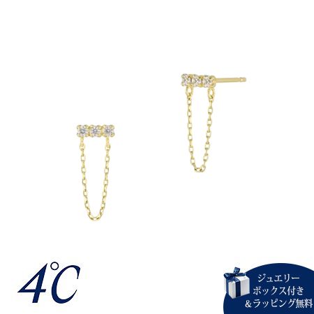 ヨンドシー 4℃ ピアス K10 イエローゴールド スクエア チェーン ホワイトトパーズ レディース ブランド 正規品 新品 ギフト プレゼント 人気 おすすめ 誕生日 記念日 クリスマス 送料無料 ラッピング無料