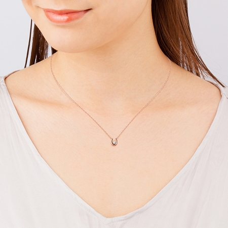 Canal ４℃ 3月誕生石 K10ピンクゴールドネックレス 馬蹄 アクアマリン Canal 4℃ 3月誕生石 K10ピンクゴールドネックレス 馬蹄 アクアマリン