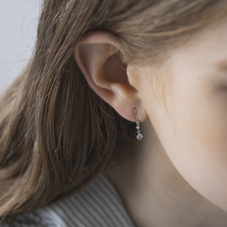 4℃ K10 ホワイトゴールド ピアス アクアマリン ダイアモンド 4℃】K10