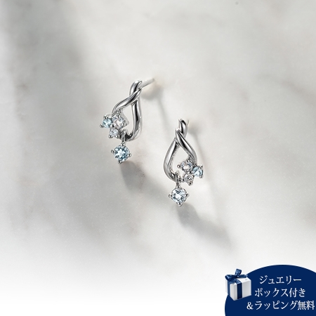 ヨンドシー 4℃ K18ホワイトゴールド ピアス アクアマリン フェル