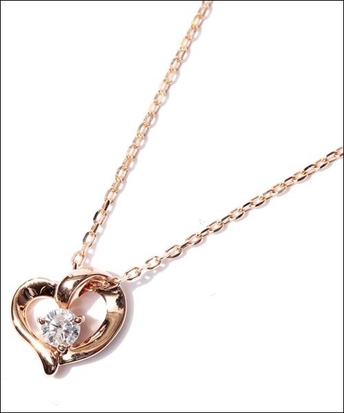 ４℃ K18PGオープンハート　0.06ctダイヤネックレスの通販は