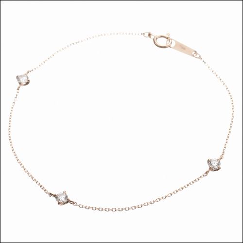 ヨンドシー ４℃ 3粒キュービックジルコニアピンクゴールドブレスレット ブランド 正規品 新品 ギフト プレゼント 人気 おすすめ 誕生日 記念日 クリスマス 送料無料 ラッピング無料