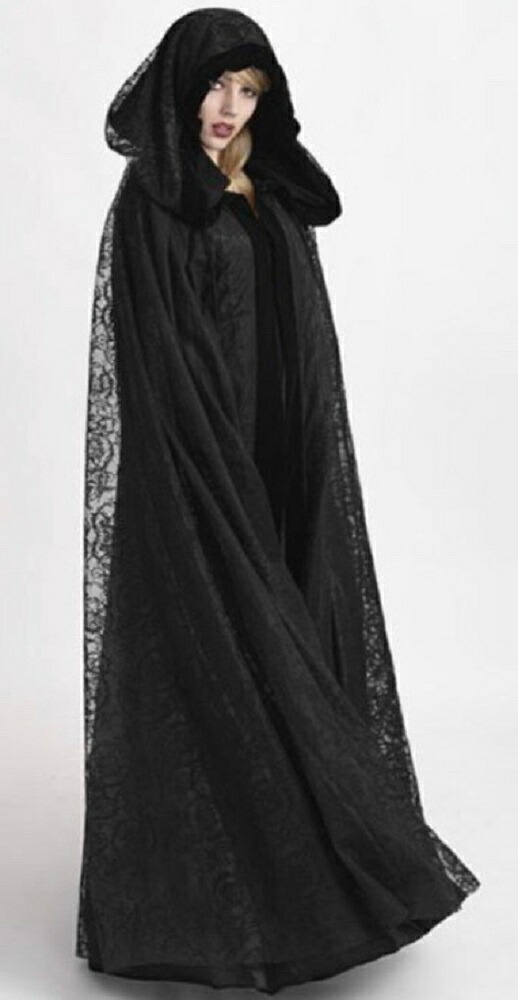 コスプレ 衣装  女性 黒ローブ 魔女 フード付き ハロウィン仮装 【送料無料】《代引き・日時指定・同梱不可》
