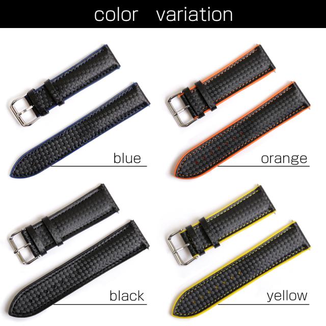 ドットタウン 腕時計ベルト カーボンラバー 軽量 耐久性 防水 ラグ幅多数 汎用品 4Colors CB002d-OR24 並行輸入品