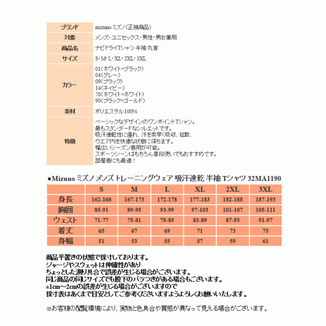 ミズノ Tシャツ 半袖 トレーニングウェア 32MA1190 吸汗速乾 ドライ 丸首 男女兼用 ランニング MIZUNO ゆうパケット対応の通販はau  PAY マーケット - スポーツ島 | au PAY マーケット－通販サイト