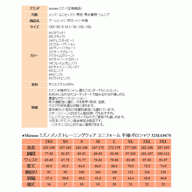 ミズノ ポロシャツ メンズ 半袖 トレーニングウェア テニス