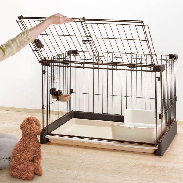 リッチェル モットオ簡単ペットサークル 90-60 ダークブラウン(屋根面は別売りです)(犬向け サークル・ゲージ)_1