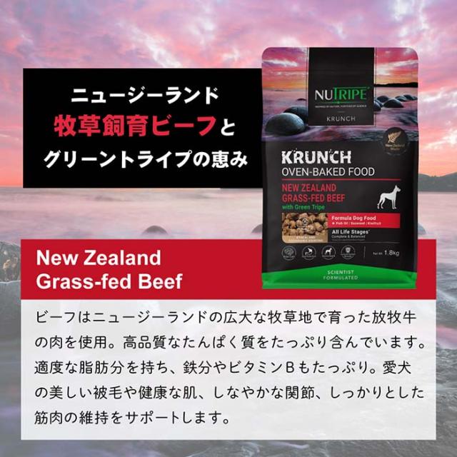 ドライフード クランチ オーブンベークド ビーフwithグリーントライプ 1.8kg 犬 総合栄養食 ニュートライプ(ペット用品 犬　フード ド・_6