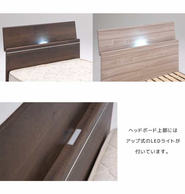 ベッド ベッドフレーム シングル 北欧 おしゃれ 照明 間接照明 LED 収納 棚 コンセント シングルサイズ シングルベッド 即発送可能 Lepus(レプス) 棚・コンセント・LED照明付きすのこベッド シングル