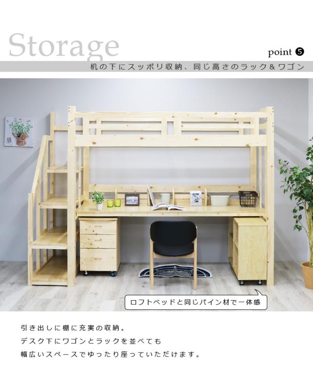 システムベッド デスク付き ロフトベッド ワゴン ラック 階段 階段付き 収納付き ハイベッド システムハイベッドの通販はau Pay マーケット ファッション インテリア Ane Inn