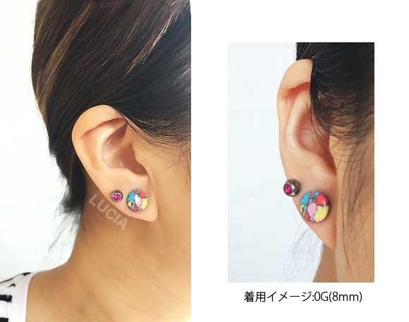 全品P2倍】00G 0G 12mmボディピアス カラフル 人工石 ダブルフレア