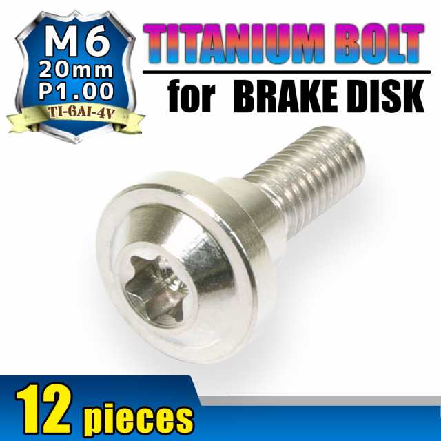 M6×20 P1.00 チタンボルト ブレーキディスクボルト 12本 6mm 20mm ピッチ1.0 ねじ チタン合金 カスタム 交換 ヤマハ FJR1300A TDM900 FZS1000フェザー XJR1300SPの通販は