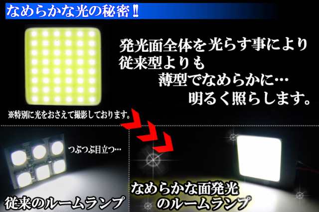 汎用 12V用 面発光 LED ルームランプ/ライト 25.5mm×30.5mm T10 ウェッジ BA9S ホワイト発光 《M》 室内 車内 マップ  トランク ラゲッジ｜au PAY マーケット