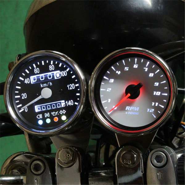 バイク用 電気式 12000RPM LED タコメーター 60mm 60ミリ ブラック【メーター・電気式・LEDメーター・ハンドル廻り  メーター関連】モンキ｜au PAY マーケット