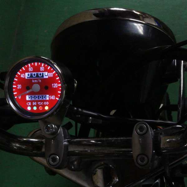 バイク用 140km/h 機械式 LED スピードメーター 60mm 60ミリ レッド