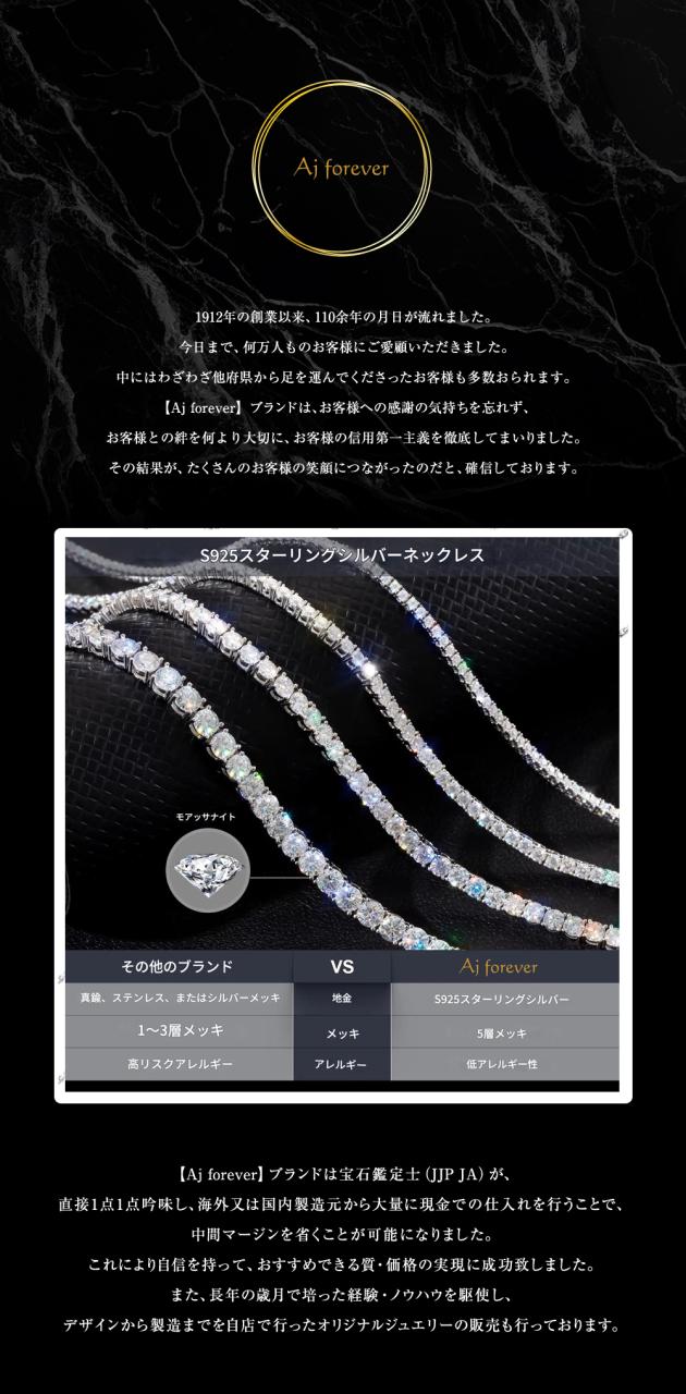 モアサナイト テニスネックレス 3mm幅 55cm レディース ダイヤモンド