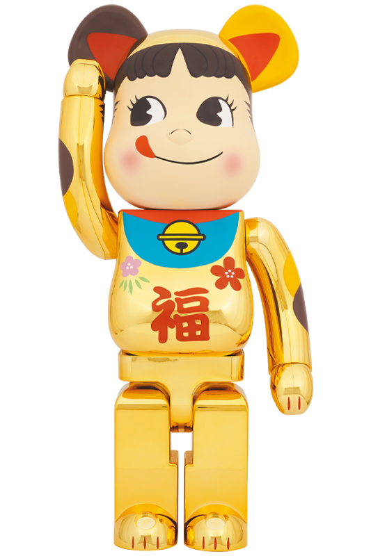 【新品】1週間以内発送 BE@RBRICK 招き猫 ペコちゃん 福 金メッキ 1000％ 不二家 ベアブリック フィギュア ベアブリ インテリア コレクション