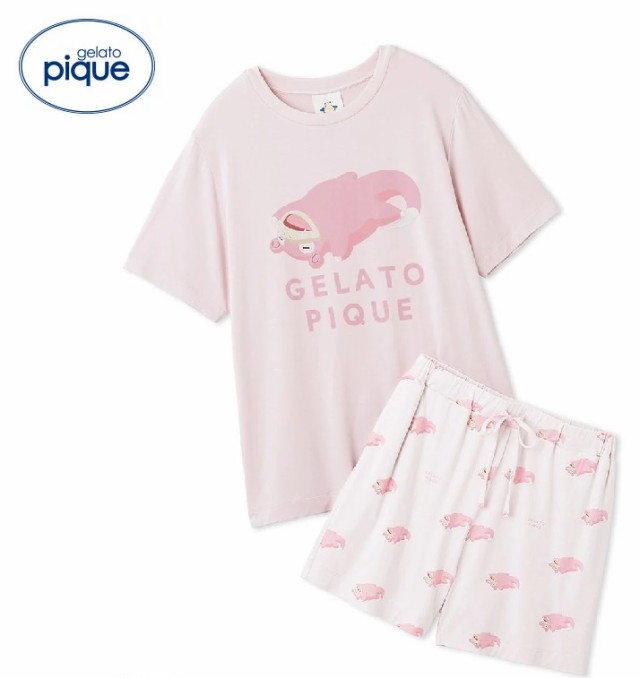 【新品】【即納】【PNK ヤドン】gelato pique ジェラート ピケ ポケモンスリープ 接触冷感プリントTシャツ＆ショートパンツセット レディ