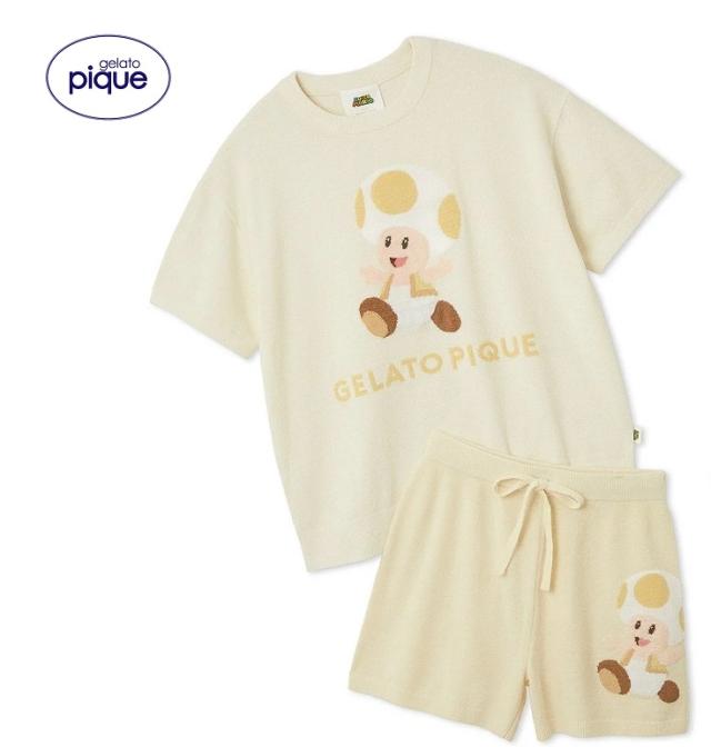 【新品】【即納】【YEL キノピオ】gelato pique ジェラート ピケ 【スーパーマリオ】レディース キノピオ＆ヨッシージャガードプルオーバーショートパンツセット