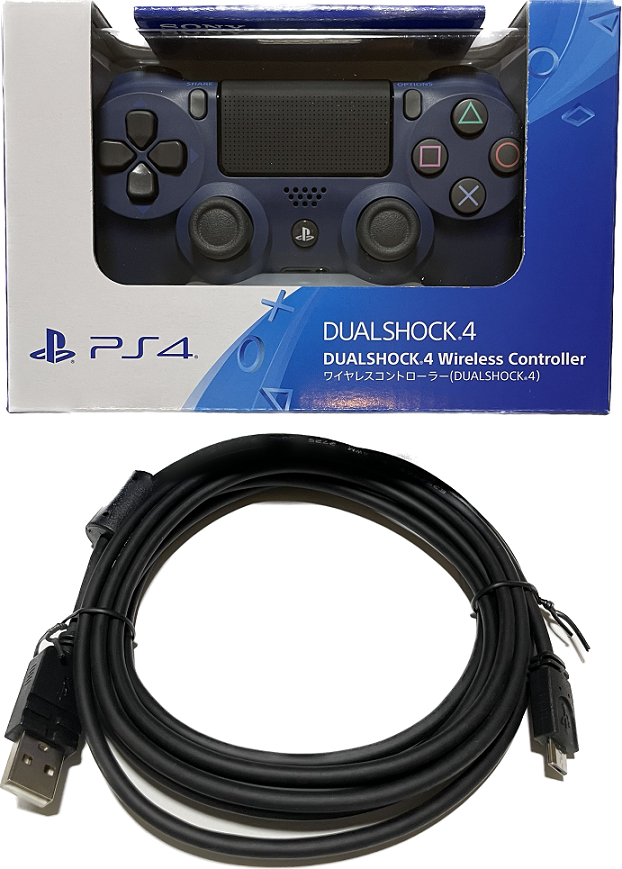 【新品】1週間以内発送 ワイヤレスコントローラー (DUALSHOCK 4) ミッドナイト・ブルー CYBER PS4用コントローラー充電ケーブル3m
