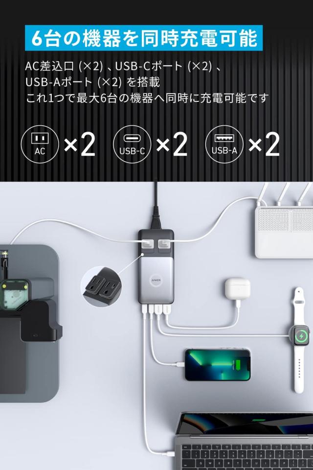 【新品】1週間以内発送 Anker 727 Charging Station (GaNPrime 100W) (6-in-1 充電ステーション) （ブラック）_2