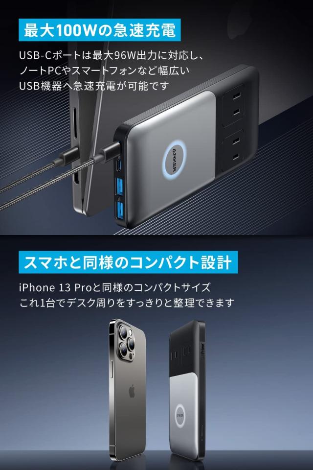 【新品】1週間以内発送 Anker 727 Charging Station (GaNPrime 100W) (6-in-1 充電ステーション) （ブラック）_1
