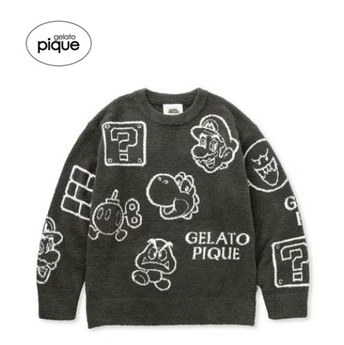 【新品】【即納】【DGRY グレー】gelato pique ジェラート ピケ 【スーパーマリオ】【レディース】ベビモコアソートジャガードプルオーバー PWNT241045