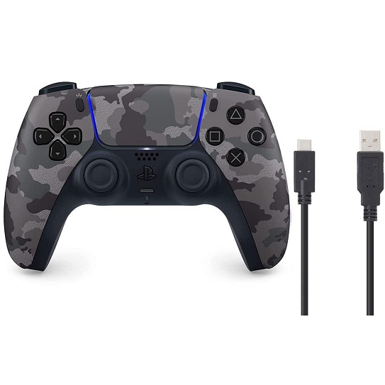 【新品】１週間以内発送【特典 PS5用コントローラー充電ケーブル3m 付き】【純正品】DualSense ワイヤレスコントローラー グレー カモフラージュ CFI-ZCT1J06