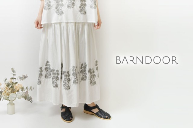 BD)【BARNDOOR】ボタニカル 刺繍 ギャザー スカート-