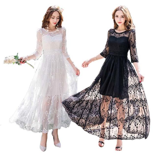 結婚式 パーティードレス ぽっちゃり S 5l 白 黒 大きいサイズ 予約 長袖 袖あり 花柄 刺繍 レース ロングドレス ワンピース Qfm の通販はau Pay マーケット アニバーサリースタイル
