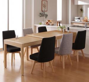 ダイニングテーブルセット 6人用 135-235cm スライド伸縮 7点セット(テーブル+チェア6脚) 組立付きの通販は