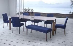 ダイニングテーブルセット 8人用 140-240cm 伸縮 8点セット(テーブル+チェア6脚+ベンチ) 天然木ウォールナット材 組立付きの通販は