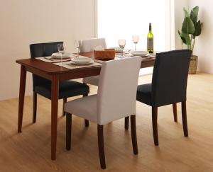 ダイニングテーブルセット 4人用 150cm PVCレザー 5点セット(テーブル+チェア4脚) 組立付きの通販は